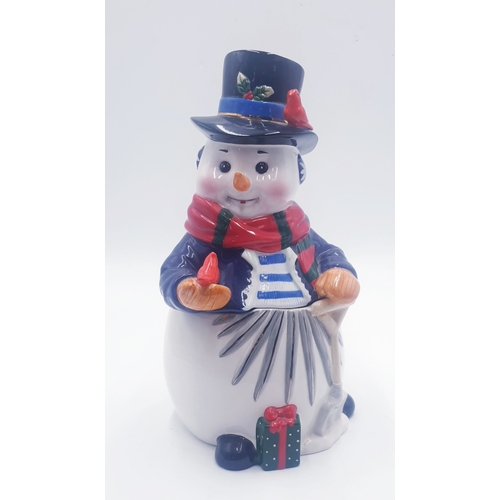 125 - WATERFORD CHINA Extra Large 30cm LIDDED CANDY JAR FASHIONED AS A SNOWMAN 