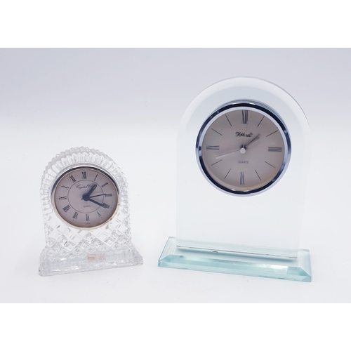 733 - GLASS MANTLE CLOCKS (2)