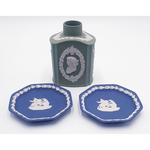 735 - WEDGWOOD JASPER WARE FLASK Plus PIN TRAYS (2)