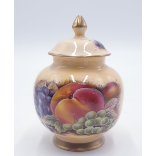 2 - AYNSLEY CHINA 8.5cm Dia ROUND LIDDED JAR IN THE ORCHARD GOLD DESIGN