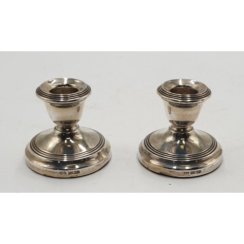 755 - SILVER (Hallmarked) 5cm CANDLE HOLDERS (Pair)