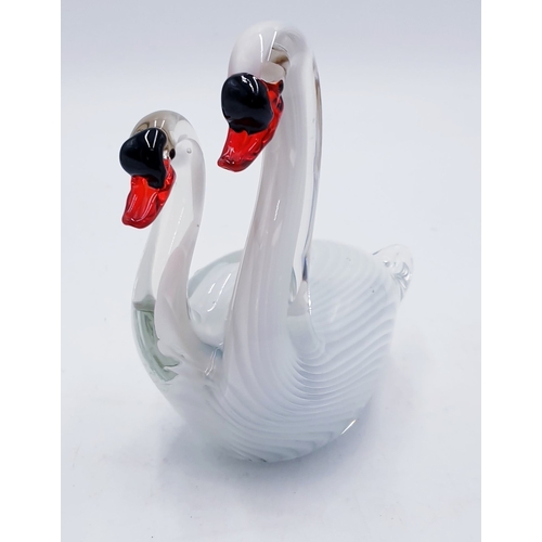 759 - GLASS MODEL OF TWO SWANS