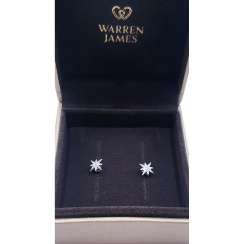 764 - SILVER (925) STAR BURST EARRINGS (Warren James The Jewellers) (Boxed)