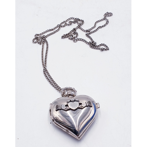 769 - CELTIC CLADDAGH HEART SHAPED PENDANT /LOCKET/WATCH ON A NECK CHAIN