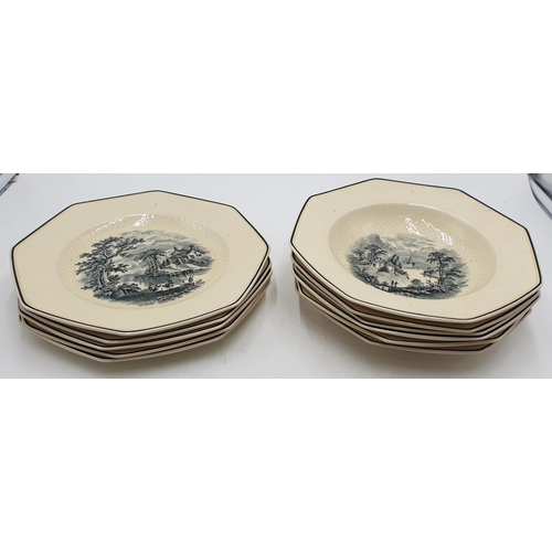 771 - ROYAL DOULTON 25.5cm Dia PLATES Plus 25.5cm Dia BOWLS WITH LANDSCAPE DECORATION c1920s