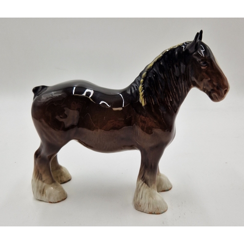 58 - BESWICK Large 21.6cm MODEL OF A SHIRE MARE (Brown Gloss Colourway) Model No 818 1940/89 Designed By ... 