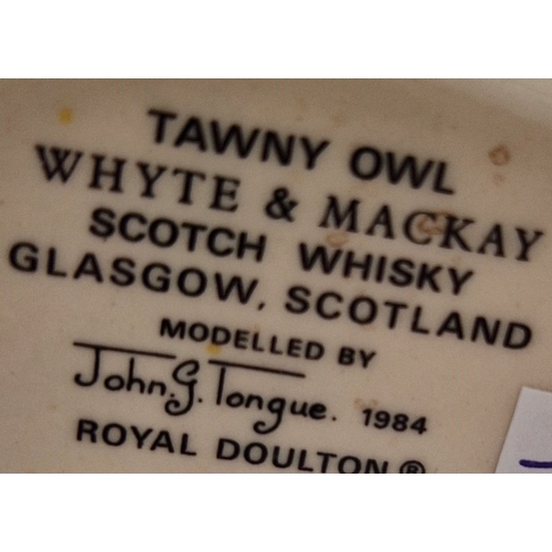 62 - ROYAL DOULTON 15.9cm WHISKY FLASK MODELLED AS A TAWNY OWL  (Brown Gloss Colourway) (Issued 1987) Des... 