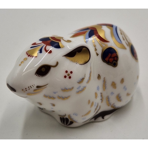 63 - ROYAL CROWN DERBY CHINA PAPERWEIGHT FASHIONED AS A BANK VOLE (Gold Stopper)