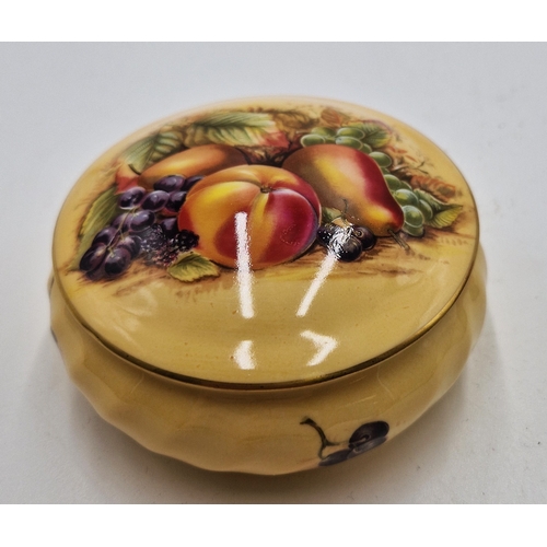 70 - AYNSLEY CHINA 9cm LIDDED TRINKET BOX IN THE ORCHARD GOLD DESIGN