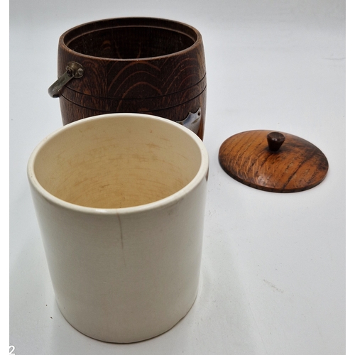 75 - WOODEN 15cm BISCUIT BARREL (Old) With Liner