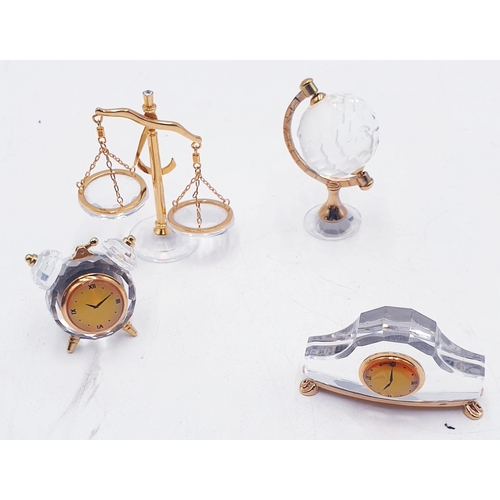 104 - SWAROVSKI CRYSTAL MEMORIES ITEMS (4) Inc CLOCKS, GLOBE, SCALES