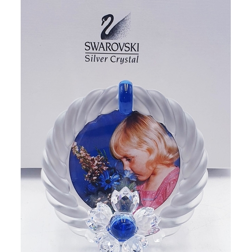 90 - SWAROVSKI CRYSTAL PICTURE FRAME – BLUE FLOWER  (Original Box)This retired Swarovski crystal blue flo... 