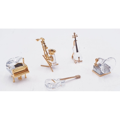 98 - SWAROVSKI CRYSTAL MEMORIES ITEMS (5) Inc GUITAR, SAXOPHONE, GRAND PIANO,Etc