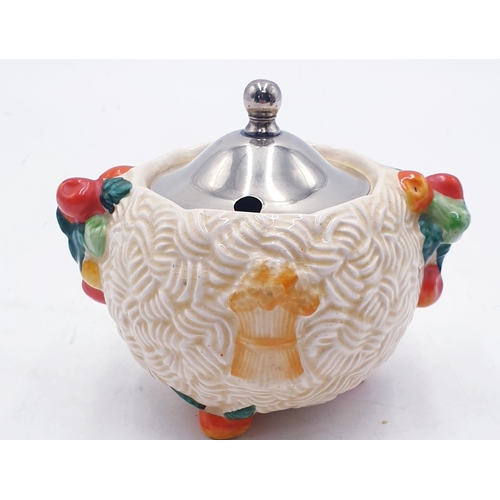 374 - NEWPORT POTTERY CLARICE CLIFF MARMALADE POT IN THE CELTIC HARVEST DESIGN