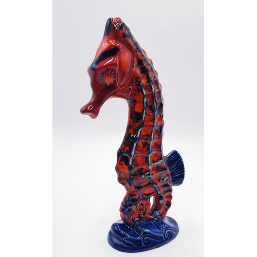 716 - ANITA HARRIS ART POTTERY Extra Large 30cm MODEL OF A SEAHORSE (Signed In Gold By Anita Harris)