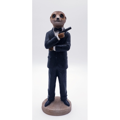 507 - RESIN Extra Large 32cm MEERKAT AS JAMES BOND (007)