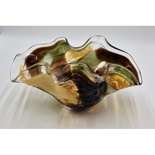 584 - ART GLASS Large 35.5cm x 20cm x 17cm Dia BOWL (Please Note This Lot WILL NOT BE PACKED OR SHIPPED...... 