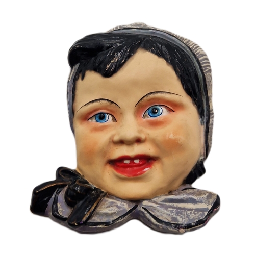 596 - CERAMIC 11cm WALL FACE MASK  OF A YOUNG GIRL