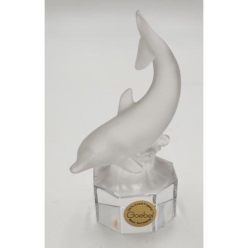 692 - GOEBEL SMOKE ART 12cm GLASS MODEL OF A DOLPHIN (Signed To Base)