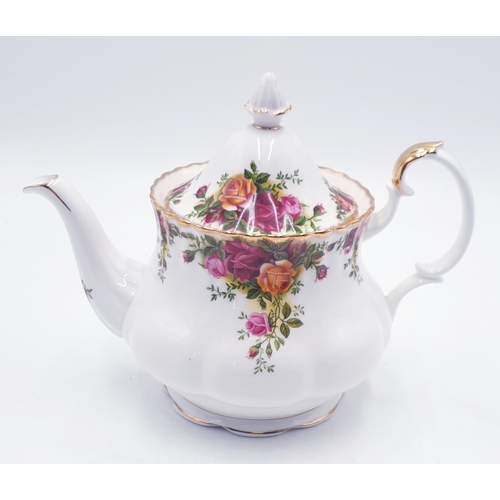 708 - ROYAL ALBERT CHINA TEAPOT IN THE OLD COUNTRY ROSES DESIGN (25cm From Spout To Handle)