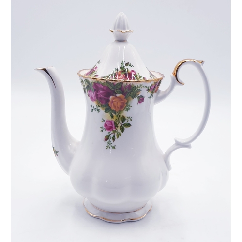 709 - ROYAL ALBERT CHINA COFFEE POT IN THE OLD COUNTRY ROSES DESIGN