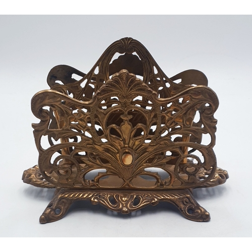 712 - BRASS ART NOUVEAU DOUBLE LETTER RACK