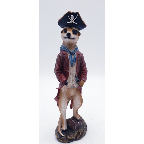 721 - RESIN Extra Large 29cm MEERKAT AS A PIRATE