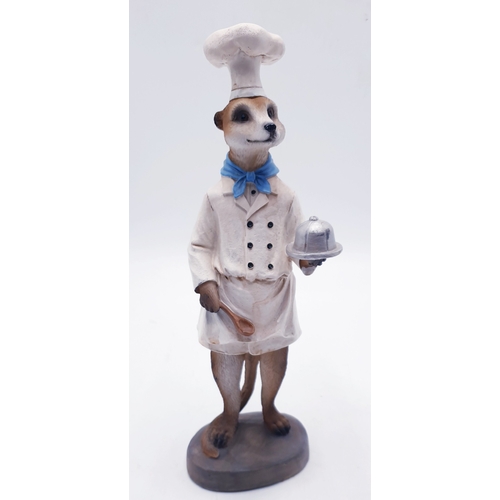 724 - RESIN Extra Large 30cm MEERKAT AS A CHEF