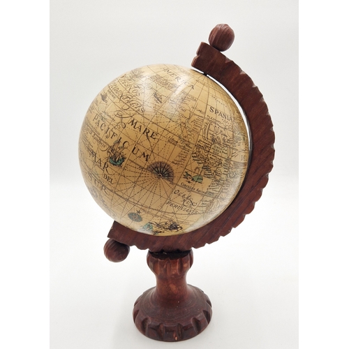 777 - WOODEN DESK TOP WORLD GLOBE