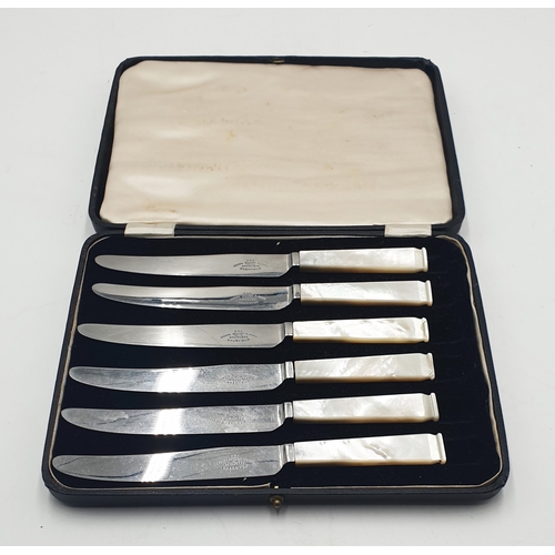 783 - MOTHER OF PEARL ART DECO (Boxed Set Of Six) KNIVES c1930s