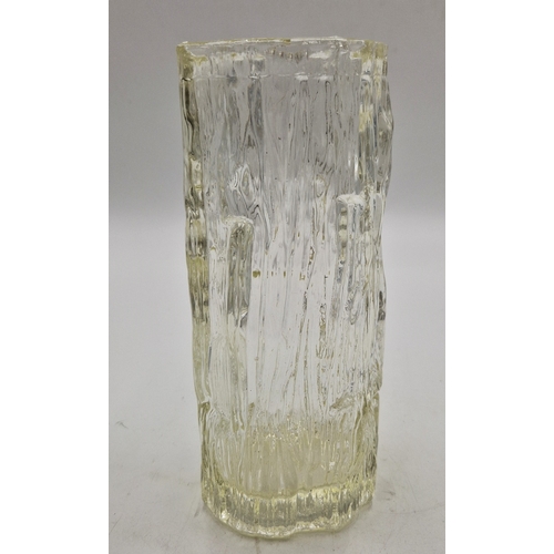 801 - WHITEFRIARS GLASS Large 21cm BARK GLASS VASE