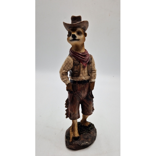 809 - RESIN Large 27cm OF A  MEERKAT AS A COWBOY