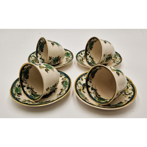 664 - MASON'S IRONSTONE CUPS & SAUCERS (4) IN THE CHARTRUESE DESIGN