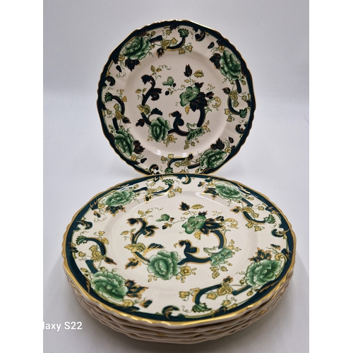 665 - MASON'S IRONSTONE 25.5 cm Dia DINNER PLATES (6) IN THE CHARTRUESE DESIGN