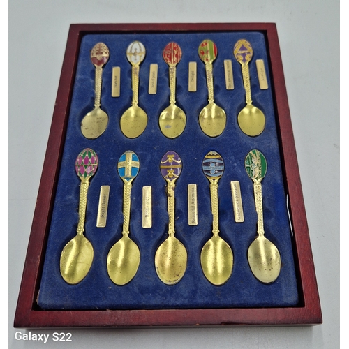 688 - ENAMEL  (Boxed Set Of Ten) EGG SPOONS