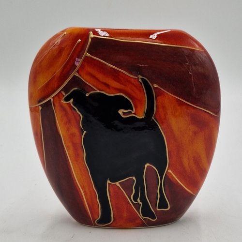 371 - ANITA HARRIS ART POTTERY 12cm DECO DOG PURSE VASE 