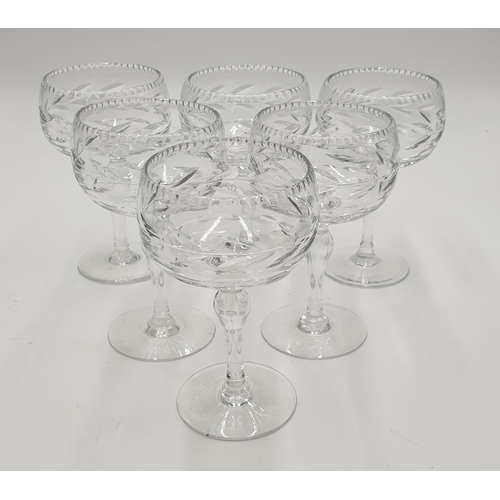 24 - CUT CRYSTAL WINE GLASSES (6) (Old) (Please Note This Lot WILL NOT BE PACKED OR SHIPPED.....COLLECT O... 