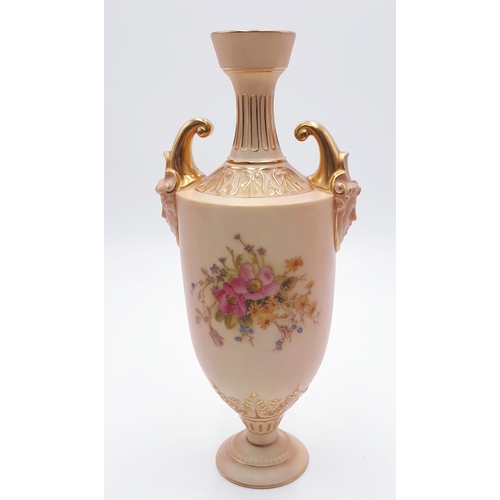 29 - ROYAL WORCESTER BLUSH IVORY TWIN FACED HANDLED Large 26.5cm VASE