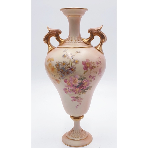 30 - ROYAL WORCESTER BLUSH IVORY Extra Large 27.5cm TWIN HANDLED VASE