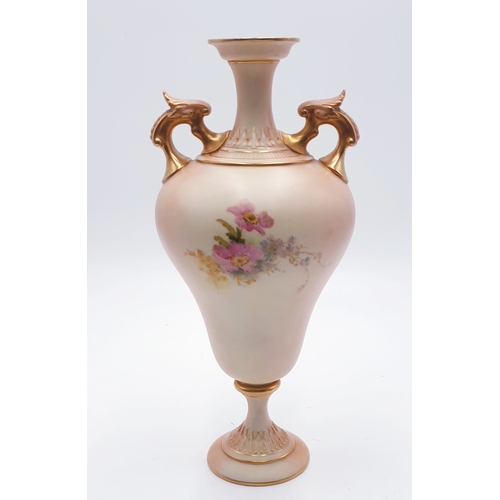 30 - ROYAL WORCESTER BLUSH IVORY Extra Large 27.5cm TWIN HANDLED VASE