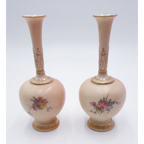 31 - ROYAL WORCESTER BLUSH IVORY 16.5cm VASES (2)