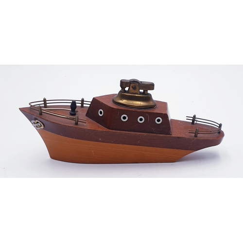 9 - WOODEN SHIP TABLE LIGHTER