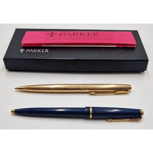 36 - PARKER 12ct ROLLED GOLD PEN/PENCIL (Boxed) Plus ONE OTHER PARKER PEN