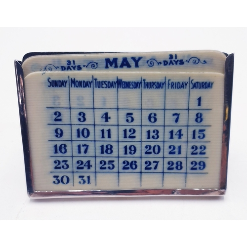 44 - SOLID SILVER DESK TOP CALENDER (Fully Hallmarked For Birmingham 1921)