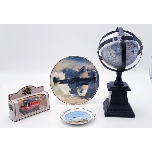 62 - CHINA PLATES (2) WARBURTONS MODEL BREAD VAN Plus GLOBE