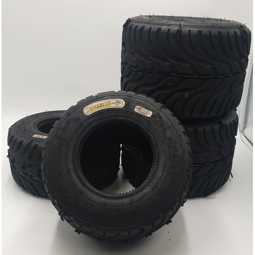 122 - KOMET RUBBER TYRES (4) For GO KARTS Plus A FOOT PUMP