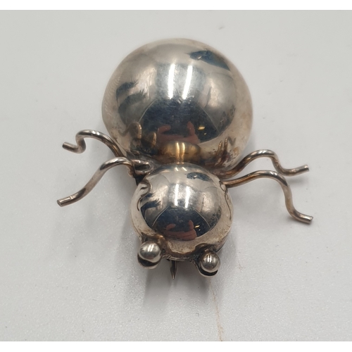 134 - MEXICAN SILVER (925) 4cm BROOCH FASHIONED AS A BEETLE (Total Weight 12.2 Grams) (Boxed)