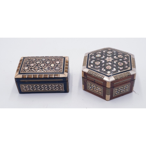 142 - EGYPTIAN INLAID MOTHER OF PEARL BOXES (2)