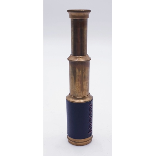 153 - BRASS / LEATHER THREE DRAW TELESCOPE