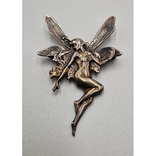 161 - SILVER (925) ART NOUVEAU FAIRY BROOCH (Total Weight 8.2 Grams)